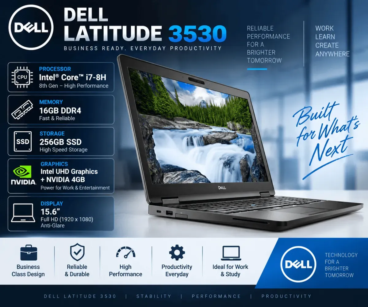 Dell 3530 Core i7 8H RAM 16GB SSD 256GB Intel + NVIDIA 4GB 15.6" FHD