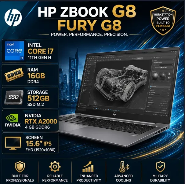 HP ZBook G8 Core i7 11850H RAM 16GB SSD 512GB RTX A2000 15.6" IPS