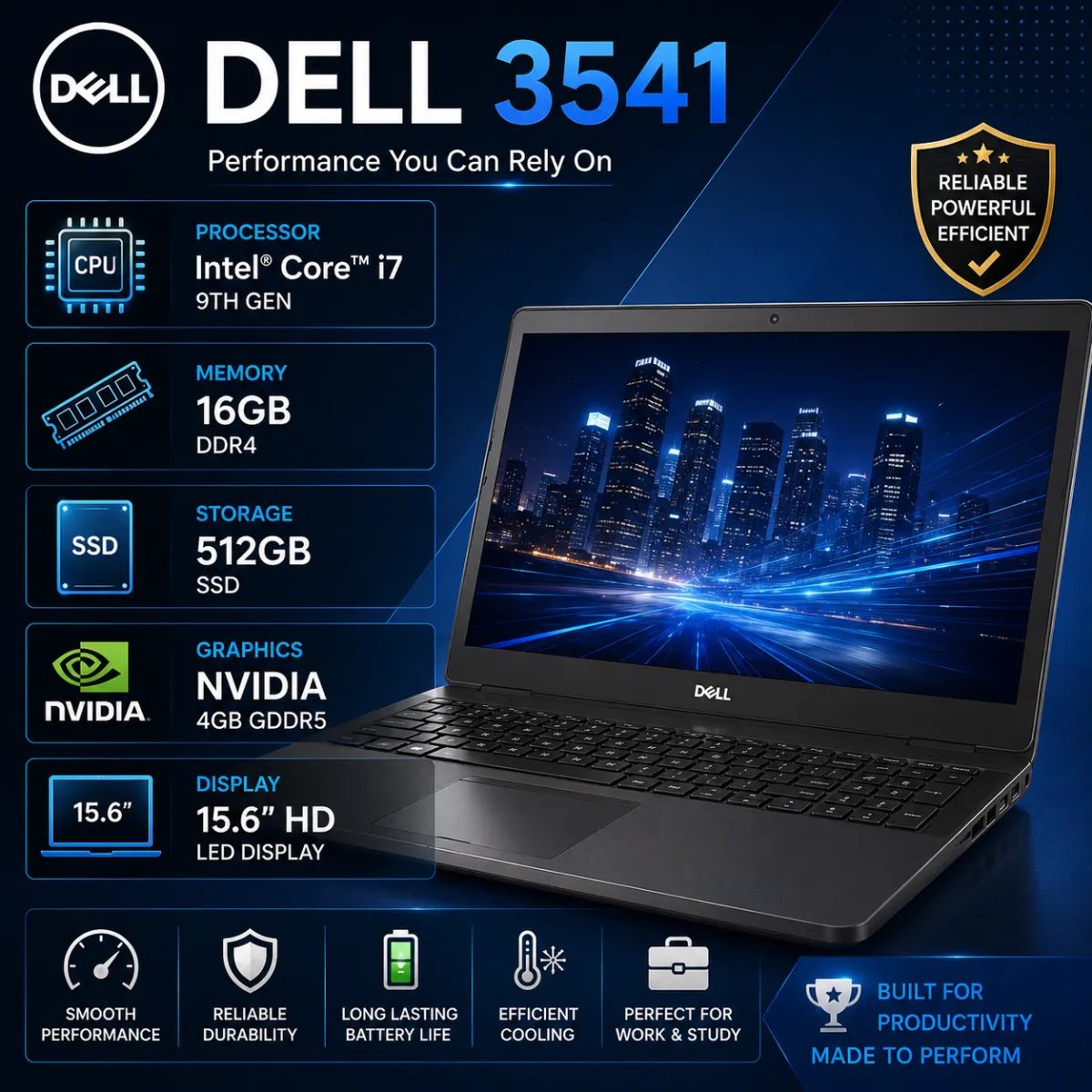 Dell Latitude 3541 Core i7 9H RAM 16GB SSD 512GB NVIDIA 4GB 15.6"