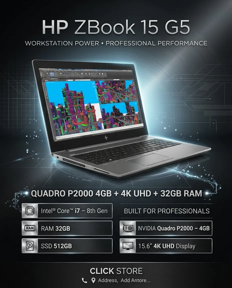 لابتوب HP ZBook 15 G5 Studio Workstation للأوتوكاد والريفت